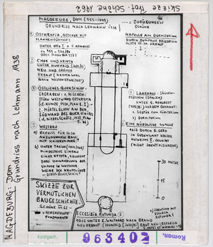 Vorschaubild Magdeburg, Dom: Vermutliche Baugeschichte, Skizze Wolfgang Schöne 1962 